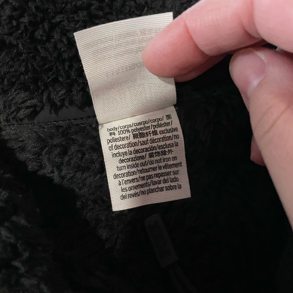 PINK Sherpa pullover sweater black large 1/4 zip teddy bear jacket - Picture 5 of 5